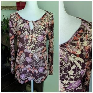 Eddie Bauer Woman's XS Shirt Long Sleeve Floral Embroidered Lightweight Top 126